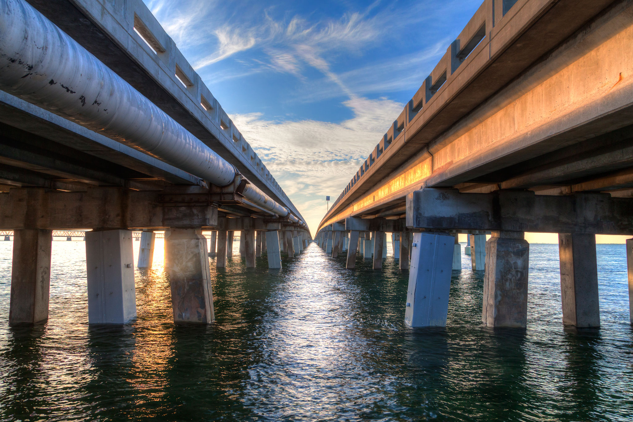 Vintage bridge corrosion on 7 mile bridge Florida Keys